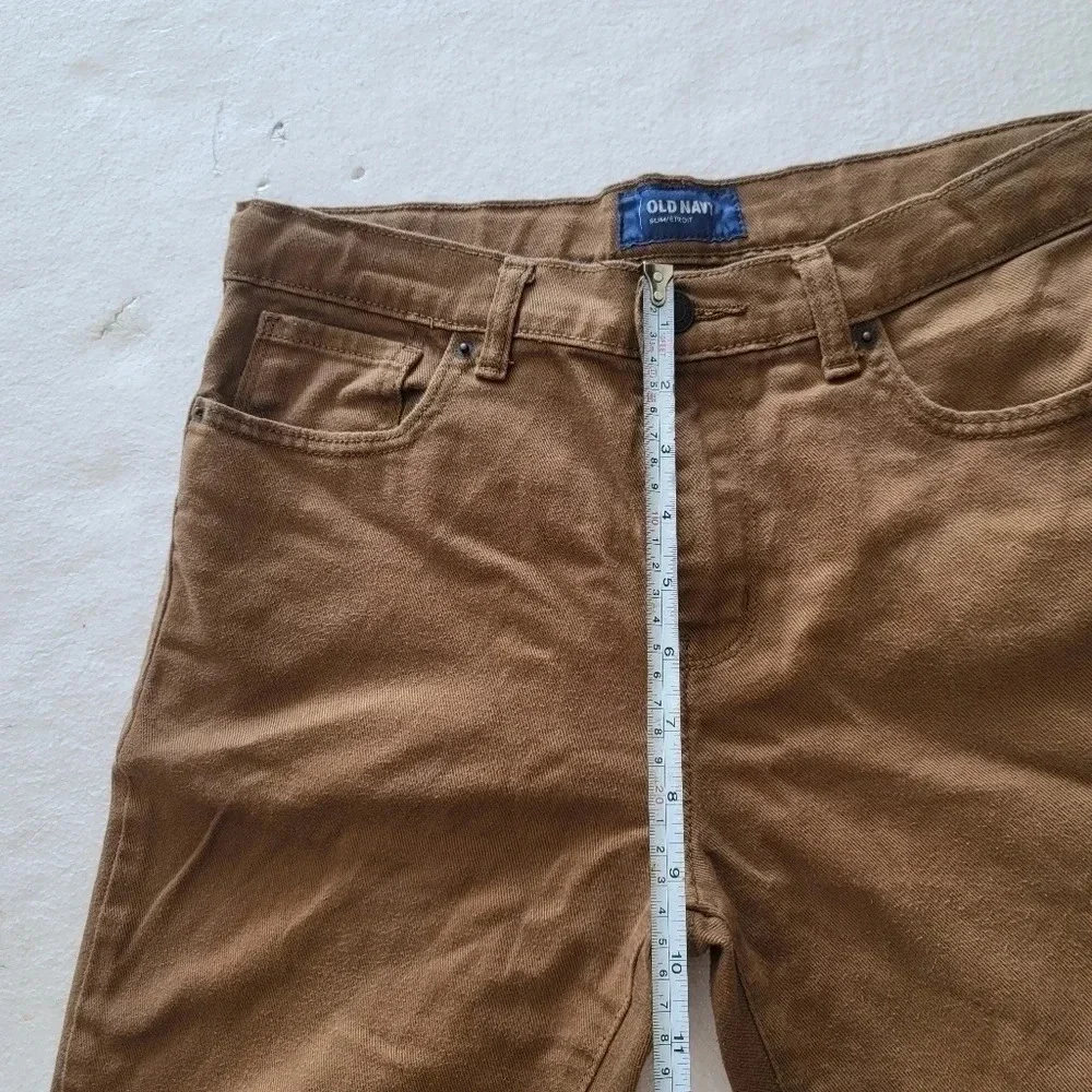 Old Navy Boys Slim Jeans Sz 16 Adjustable Waist Camel Khaki Brown School Uniform
